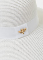 WHITE STRAW HAT BLACK DETAILS - Image 3