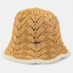 BROWN KNITTED BUCKET STYLE HAT W/ ECRU OUTLINE