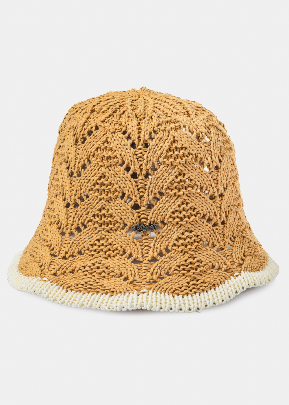 _28A2907 copy-1000x1400 BROWN KNITTED BUCKET STYLE HAT W/ ECRU OUTLINE - Image 1