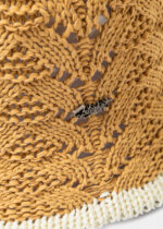 BROWN KNITTED BUCKET STYLE HAT W/ ECRU OUTLINE - Image 2
