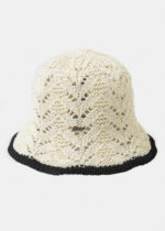 ECRU KNITTED BUCKET STYLE HAT W/ BLACK OUTLINE
