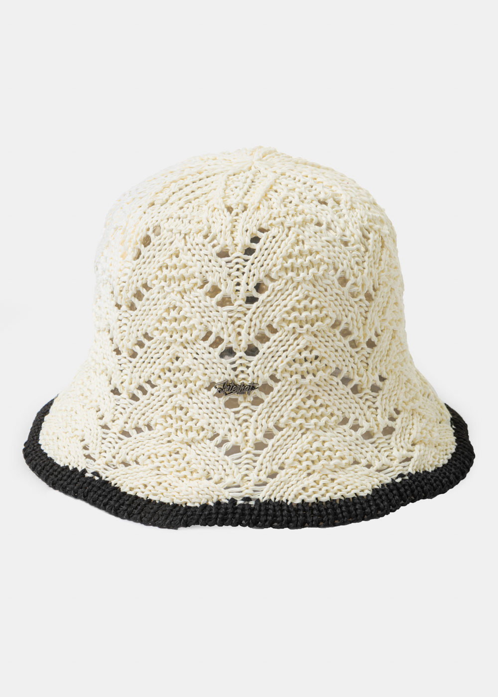_28A2921 copy-1000x1400 ECRU KNITTED BUCKET STYLE HAT W/ BLACK OUTLINE - Image 1