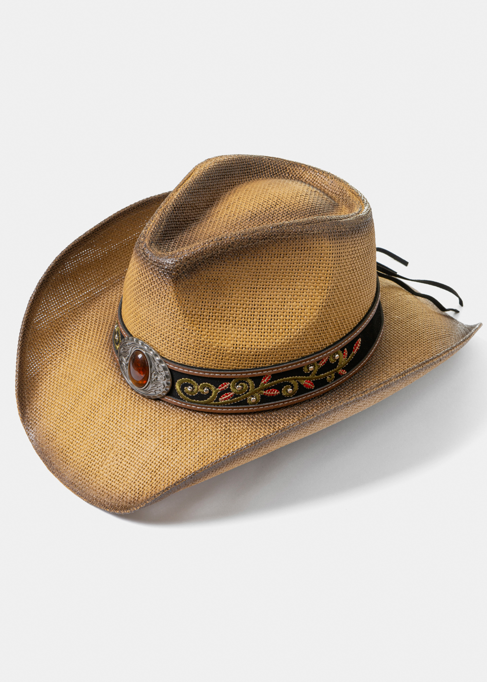 _28A2932 copy-1000x1400 BROWN COWBOY STYLE HAT BROWN DECOTATIVE HATBAND - Image 1
