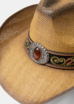 BROWN COWBOY STYLE HAT BROWN DECOTATIVE HATBAND - Image 3