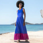 COLOR BLOCK OPEN BACK MAXI DRESS