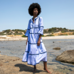 ISLA STRIPED MIDI DRESS