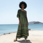 KHAKI ONE SHOULDER MAXI DRESS