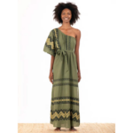 KHAKI ONE SHOULDER MAXI DRESS - Image 2