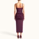 BURGUNDY MIDI DRESS WITH DRAPED LACE - Image 2
