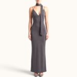 GREY - SCARF DETAIL MAXI DRESS