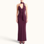 BURGUNDY - SCARF DETAIL MAXI DRESS