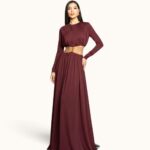 BURGUNDY - GOLD DETAIL MAXI DRESS