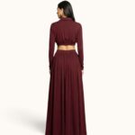BURGUNDY - GOLD DETAIL MAXI DRESS - Image 2