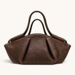 DARK BROWN PLEATED HANDBAG - Image 4