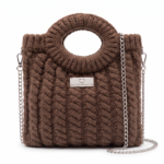 BROWN BRAIDED HANDLE BAG