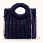 NAVY BRAIDED HANDLE BAG - Image 3