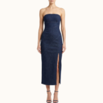 DENIM STRAPLESS MIDI DRESS