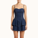 DENIM FITTED MINI DRESS