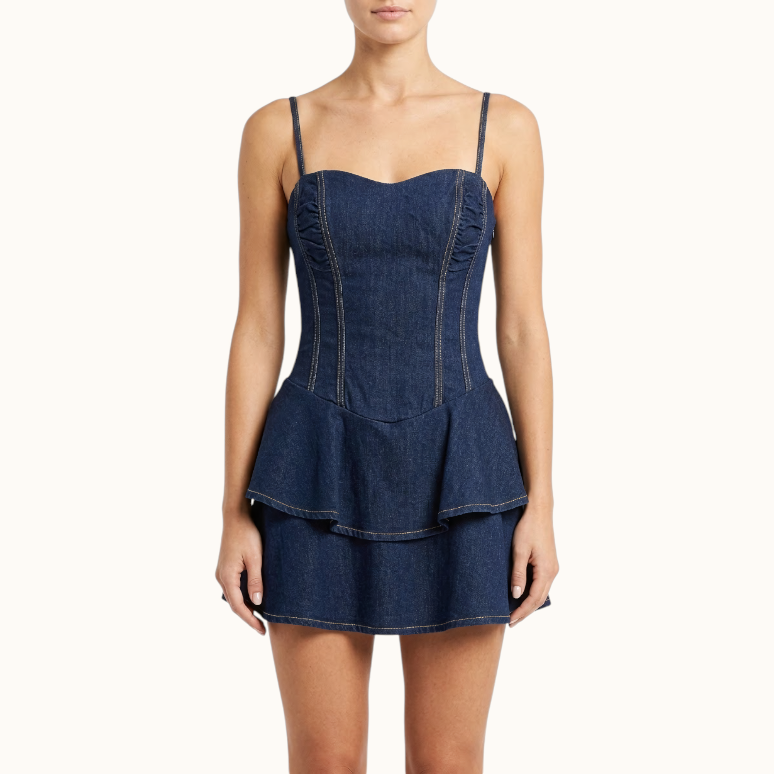 IMG_2051 DENIM FITTED MINI DRESS - Image 1