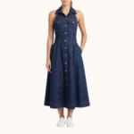 DENIM HALTER MIDI DRESS