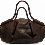 DARK BROWN PLEATED HANDBAG
