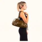 KHAKI BROWN RUCHED BAG - Image 2