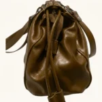 KHAKI BROWN RUCHED BAG - Image 3